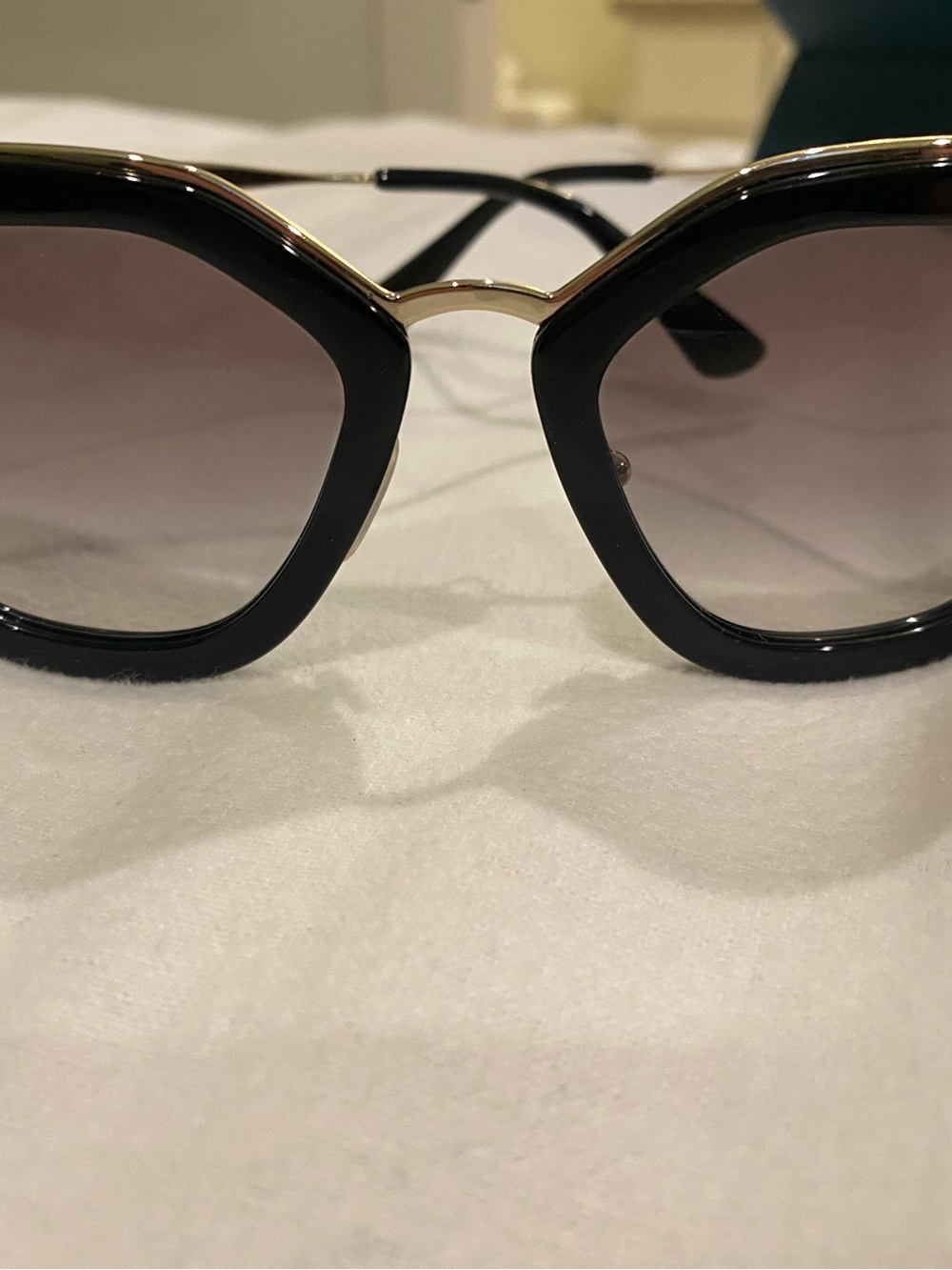 Prada Black and Gold Oversized Women's Sunglasses